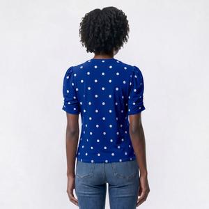 Womens AK Anne Klein Short Pleated Sleeve Dot Blouse alternate view